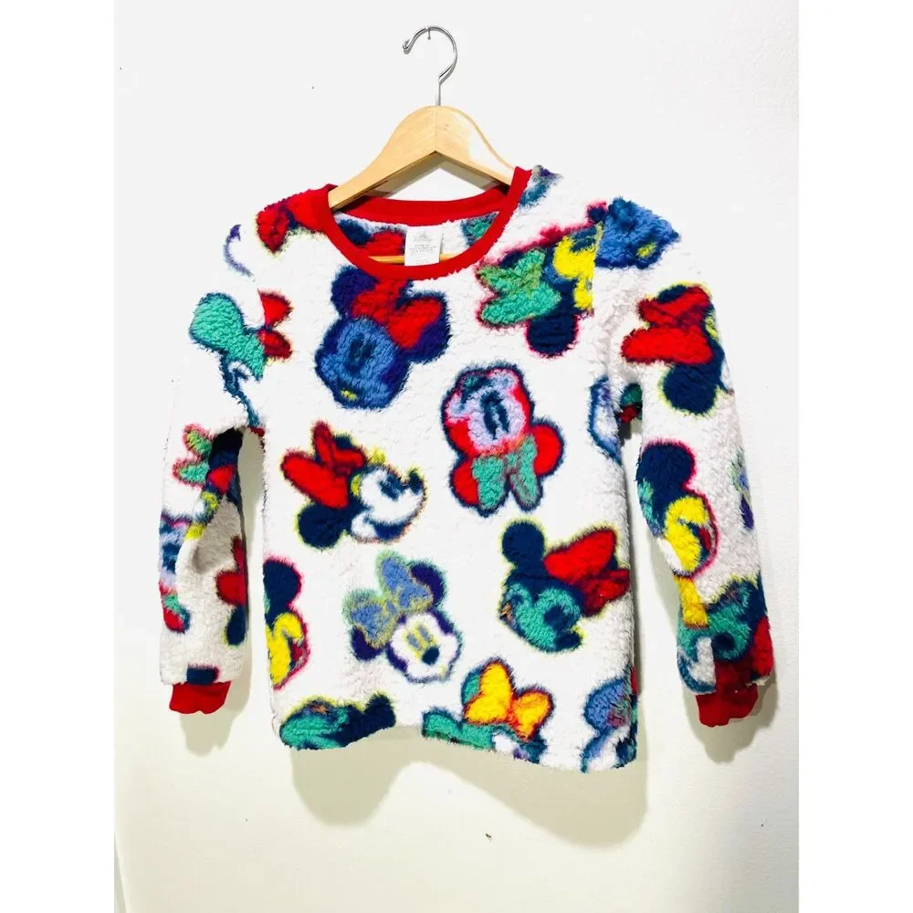 Disney Sweater Mickey Minnie mouse fun pile fleece colorful resort Kids girl L